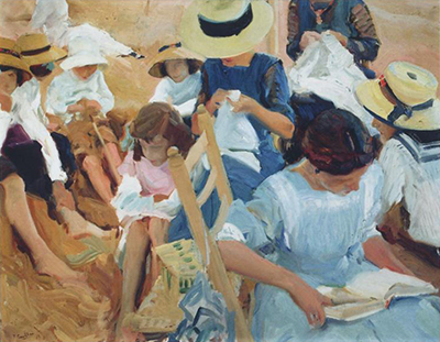 On the Sands at Zarauz Beach Joaquin Sorolla